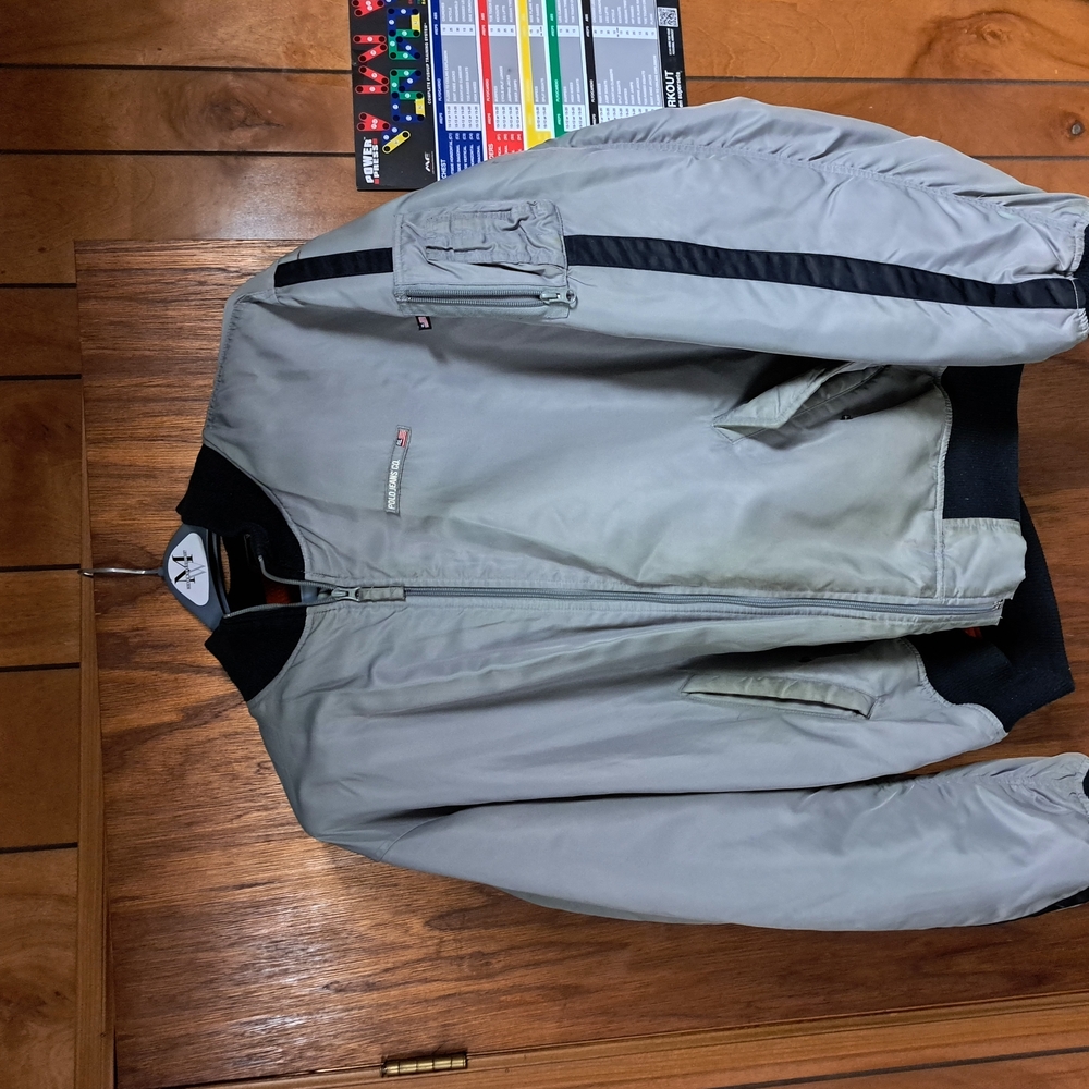 Polo by Ralph Lauren Gray Bomber Jacket with Black Accents